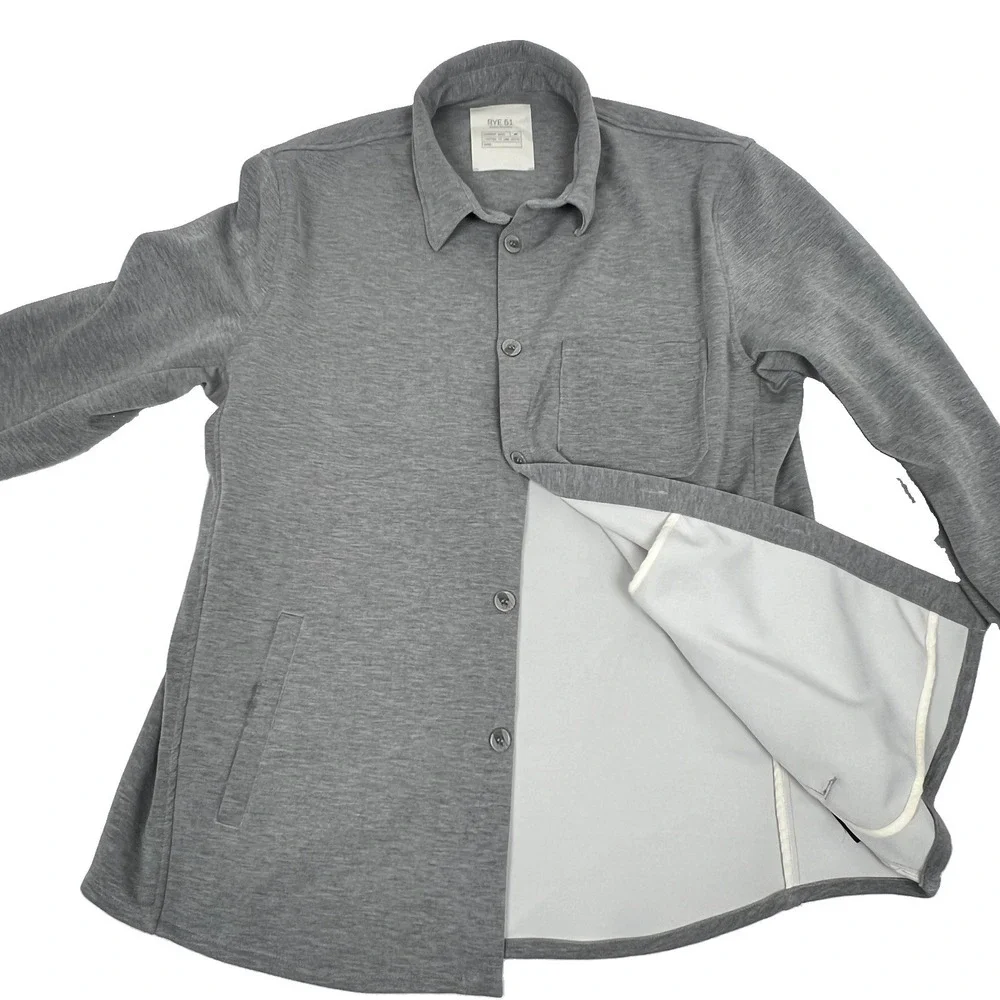 Rye 51 The Noah Double Knit Coat Shirt Jacket Shacket Gray Sz 44 *READ